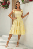 Striped Tie-Shoulder Tiered Dress - Trendsi