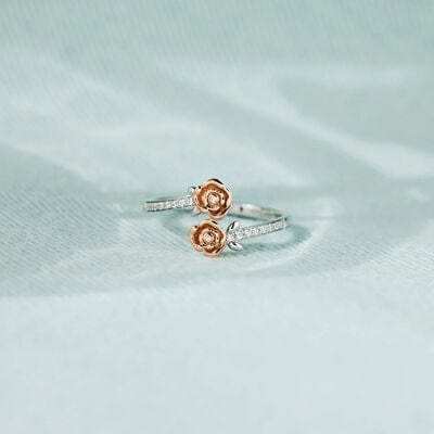 Rose Shape Inlaid Zircon Bypass Ring - Trendsi - Flyclothing LLC