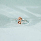 Rose Shape Inlaid Zircon Bypass Ring - Trendsi