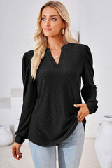 Notched Long Sleeve T-Shirt - Trendsi - Flyclothing LLC