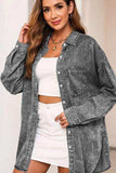Button Up Dropped Shoulder Denim Top - Trendsi - Flyclothing LLC