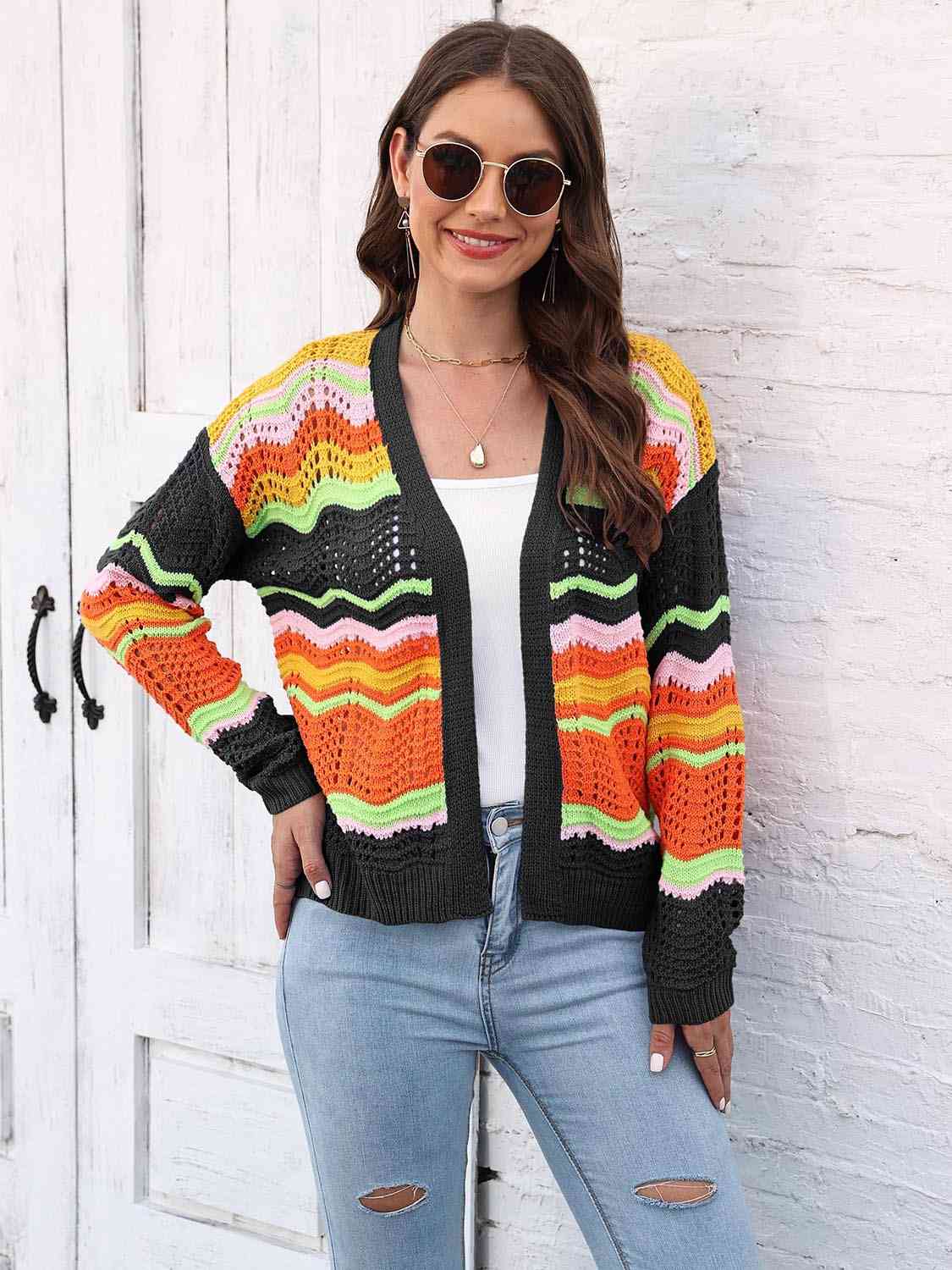 Open Front Openwork Cardigan - Trendsi - Flyclothing LLC