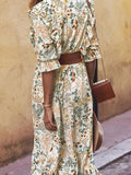 Floral Cutout Flounce Sleeve Dress - Trendsi