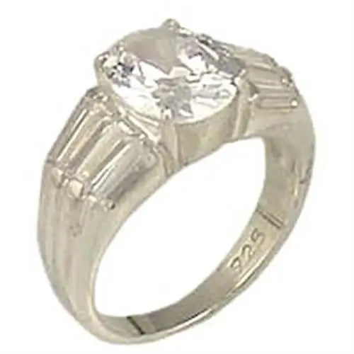 Alamode High-Polished 925 Sterling Silver Ring with AAA Grade CZ in Clear - Alamode - Flyclothing LLC