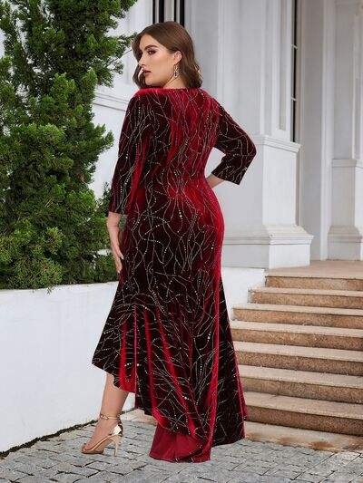 Plus Size Ruffle Hem High-Low Dress - Trendsi - Flyclothing LLC