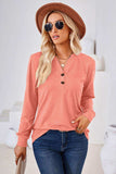 V-Neck Buttoned Long Sleeve Blouse - Trendsi - Flyclothing LLC