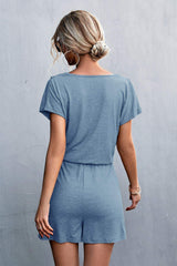 Lace Trim V-Neck Romper - Trendsi - Flyclothing LLC