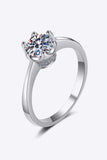 1 Carat Moissanite Rhodium-Plated Solitaire Ring - Trendsi - Flyclothing LLC