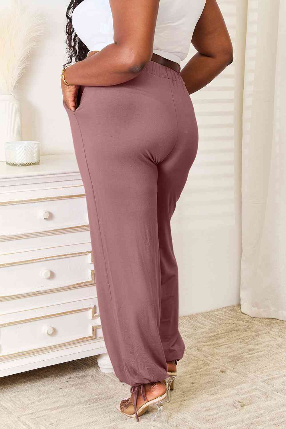 Basic Bae Full Size Soft Rayon Drawstring Waist Pants with Pockets - Trendsi - Flyclothing LLC