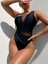 One-Shoulder Sleeveless One-Piece Swimsuit - Trendsi - Flyclothing LLC