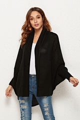 Open Front Dolman Sleeve Longline Cardigan - Trendsi