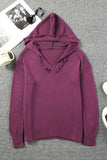 Horizontal Ribbing Fringe Trim Hooded Sweater - Trendsi