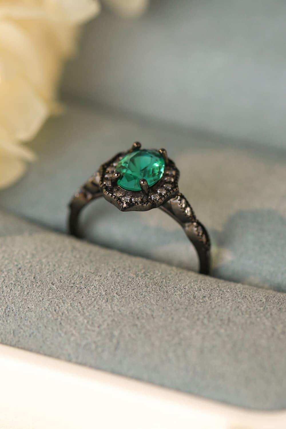 925 Sterling Silver Paraiba Tourmaline 4-Prong Ring - Trendsi - Flyclothing LLC