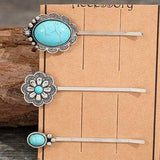 3 PCS/Set Artificial Turquoise Hair Pins - Trendsi - Flyclothing LLC