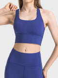 Scoop Neck Crisscross Straps Sports Bra - Trendsi - Flyclothing LLC