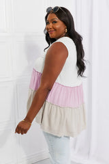 White Birch Full Size Watching the Sunset Color Block Babydoll Top - Trendsi - Flyclothing LLC