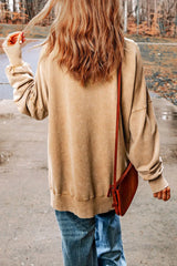 Dropped Shoulder Round Neck Long Sleeve Blouse - Trendsi - Flyclothing LLC