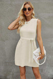 Tied Round Neck Sleeveless Sweater Dress - Trendsi - Flyclothing LLC