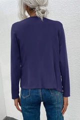 Open Front Zipper Pocket Cardigan - Trendsi - Flyclothing LLC