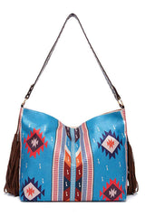 Geometric Canvas Tote Bag - Trendsi - Flyclothing LLC
