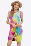 Tie-Dye Twisted Round Neck Sleeveless Dress - Trendsi - Flyclothing LLC