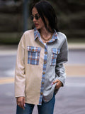Plaid Contrast Drop Shoulder Shacket - Trendsi - Flyclothing LLC