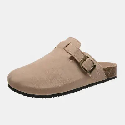Suede Closed Toe Buckle Slide - Trendsi - Flyclothing LLC