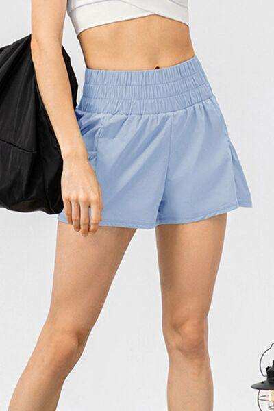 Elastic Waist Pocketed Active Shorts - Trendsi - Flyclothing LLC