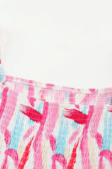 Printed Square Neck Tied Smocked Dress - Trendsi - Flyclothing LLC