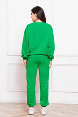 Round Neck Long Sleeve Sweatshirt and Pants Set - Trendsi - Flyclothing LLC