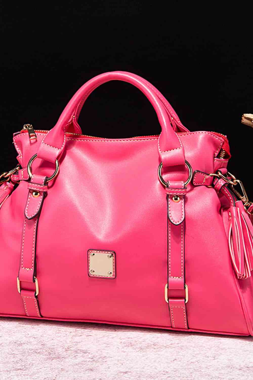 PU Leather Handbag with Tassels - Trendsi - Flyclothing LLC