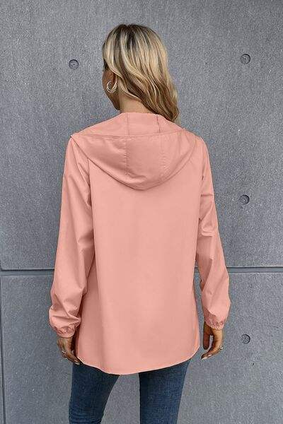 Zip Up Long Sleeve Hooded Watertight Jacket - Trendsi - Flyclothing LLC
