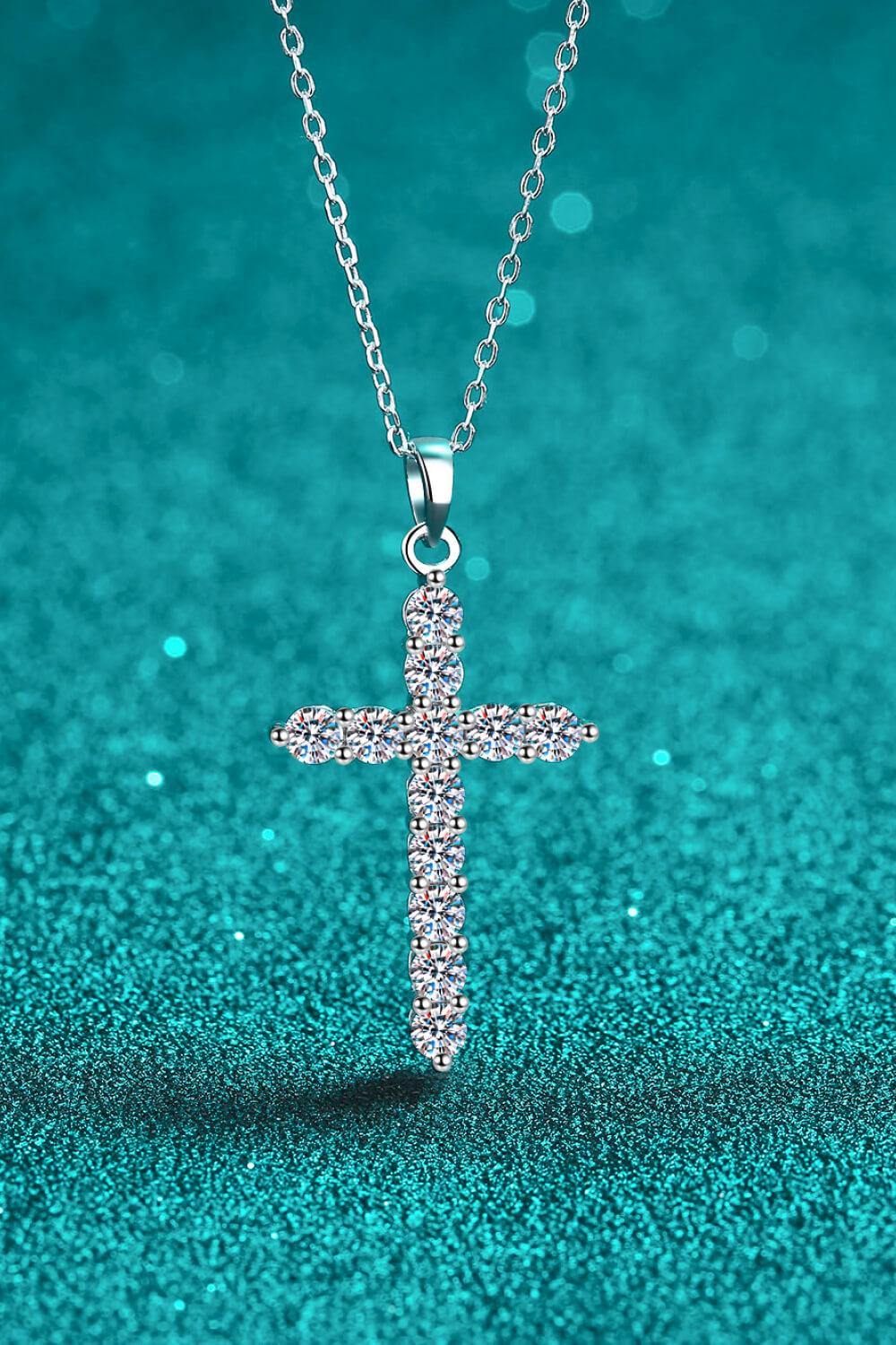 925 Sterling Silver Cross Moissanite Necklace - Trendsi
