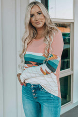 Geometric Round Neck Long Sleeve T-Shirt - Trendsi - Flyclothing LLC