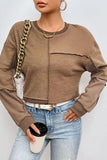 Exposed Seam Round Neck Long Sleeve Sweatshirt - Trendsi