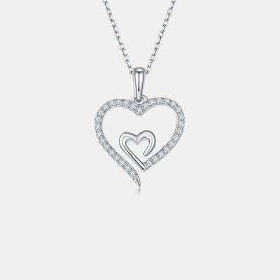 Moissanite 925 Sterling Silver Heart Pendant Necklace - Trendsi - Flyclothing LLC