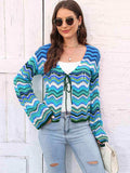 Striped Openwork Tied Cardigan - Trendsi - Flyclothing LLC