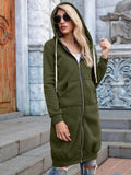 Full Size Zip-Up Longline Hoodie with Pockets - Trendsi - Flyclothing LLC