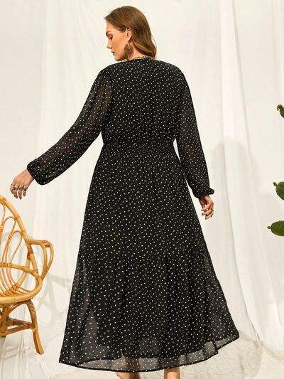 Plus Size Embroidered Tassel Balloon Sleeve Dress - Trendsi - Flyclothing LLC