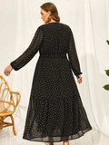 Plus Size Embroidered Tassel Balloon Sleeve Dress - Trendsi - Flyclothing LLC