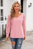 V-Neck Long Raglan Sleeve Top - Trendsi - Flyclothing LLC