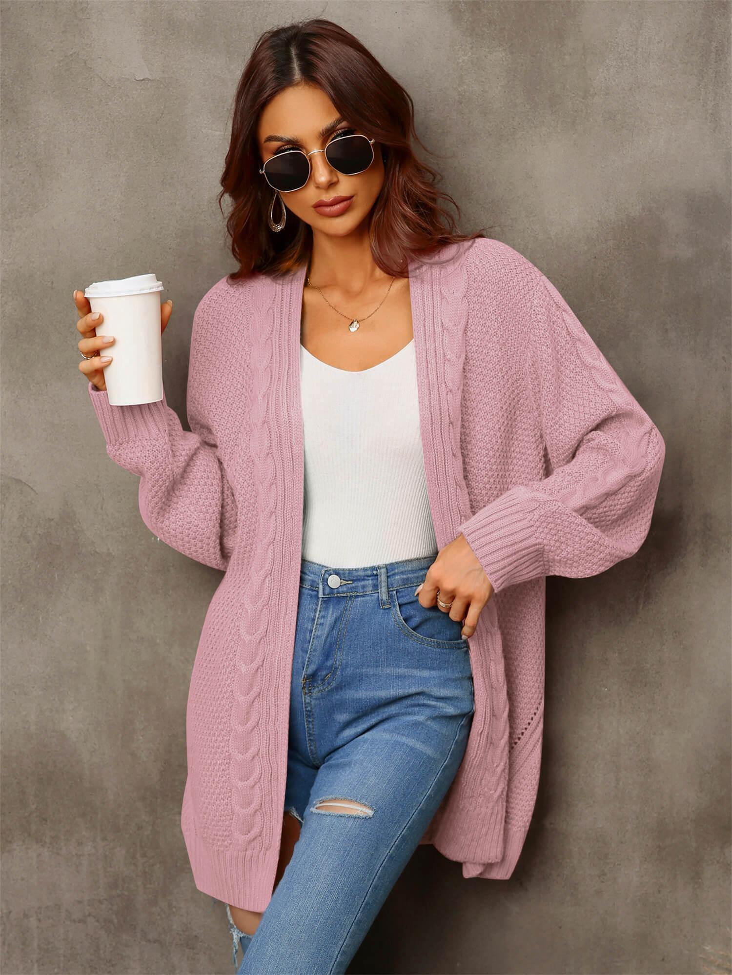 Warm Fall Mixed Knit Open Front Longline Cardigan - Flyclothing LLC