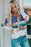 Geometric Round Neck Long Sleeve T-Shirt - Trendsi - Flyclothing LLC