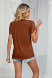 Contrast Trim Petal Sleeve V-Neck Top - Trendsi - Flyclothing LLC