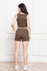 Round Neck Tank and Drawstring Shorts Set - Trendsi - Flyclothing LLC