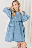 HEYSON Full Size Oversized Denim Babydoll Dress - Trendsi