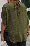 Plus Size Swiss Dot Tied Mock Neck Blouse - Trendsi - Flyclothing LLC
