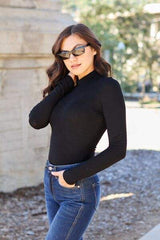 Basic Bae Full Size Mock Neck Long Sleeve Bodysuit - Trendsi - Flyclothing LLC