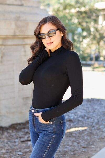 Basic Bae Full Size Mock Neck Long Sleeve Bodysuit - Trendsi - Flyclothing LLC