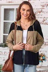 Zip-Up Drawstring Hooded Jacket - Trendsi - Flyclothing LLC